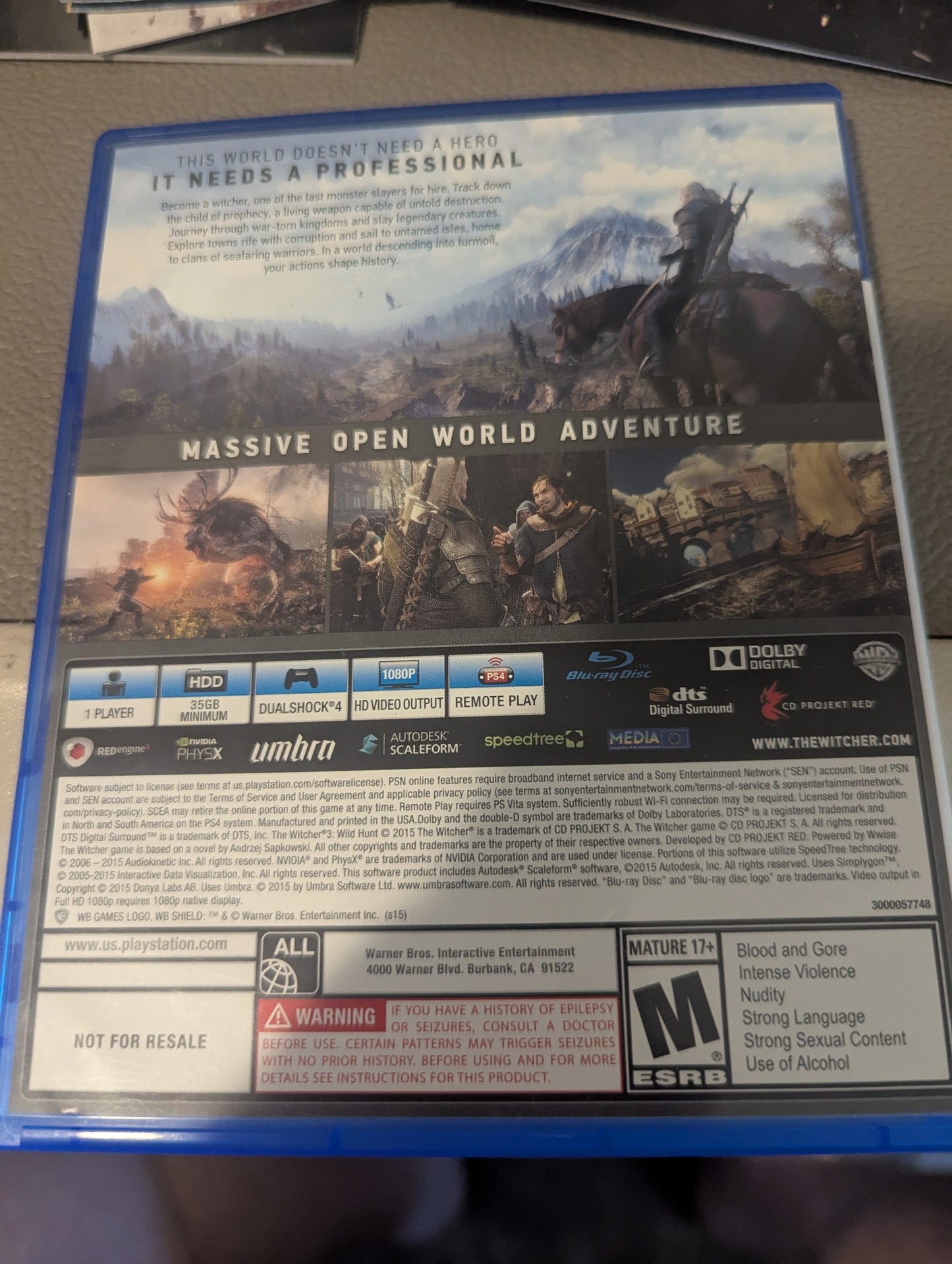 PS4 Witcher 3 Wild Hunt