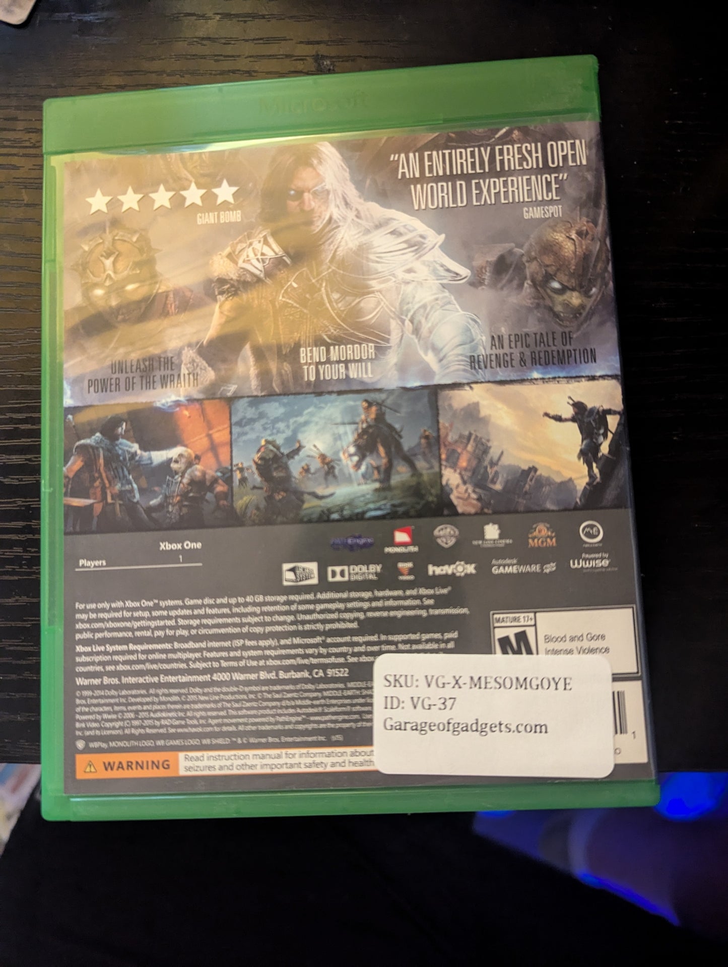 Middle Earth Shadow of Mordor Game of the Year Edtion